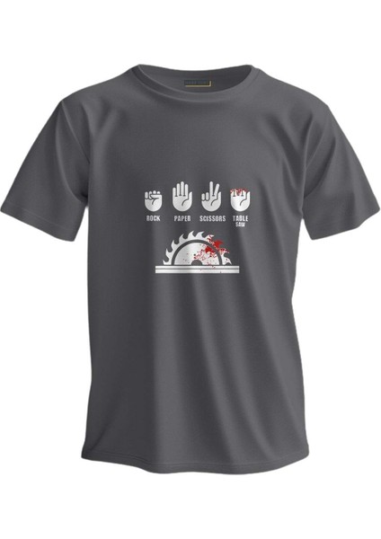 Regular T-Shirt Rock Paper Baskılı 3917