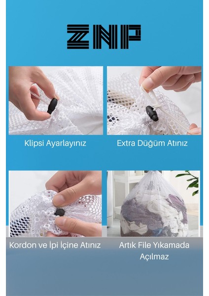 Lbag | Çamaşır Yıkama Filesi Ipli 40X60 cm | Çorap Perde Filesi