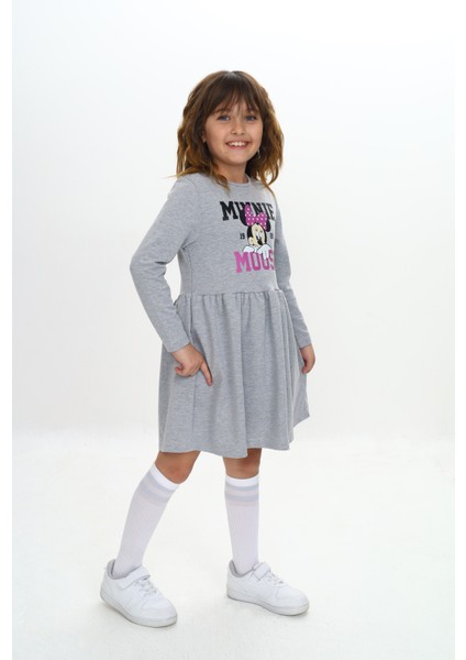 Kız Çocuk Elbise Miki Mouse Baskılı Uzun Kollu modelleri
