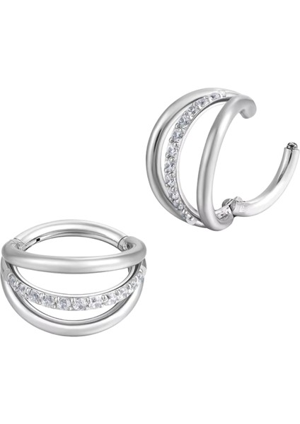 Helix, Tragus, Septum, Kulak Memesi Için Zirkon Taşlı Çok Amaçlı Piercing Clicker