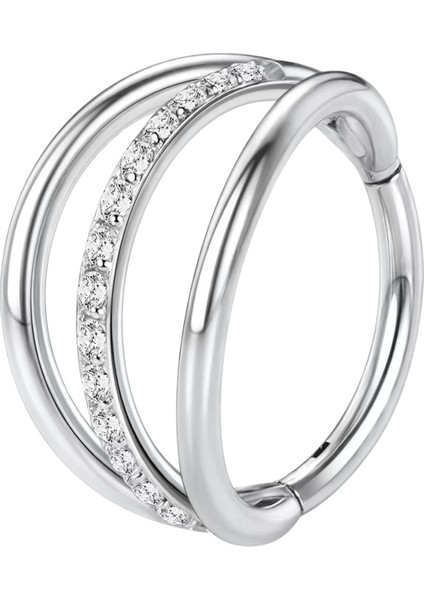 Helix, Tragus, Septum, Kulak Memesi Için Zirkon Taşlı Çok Amaçlı Piercing Clicker