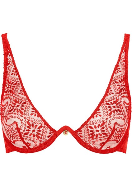 Losing My Mind Üçgen Sütyen, Tek Balenli, Derin Dekolteli ve Transparan Işlemeli Tasarım