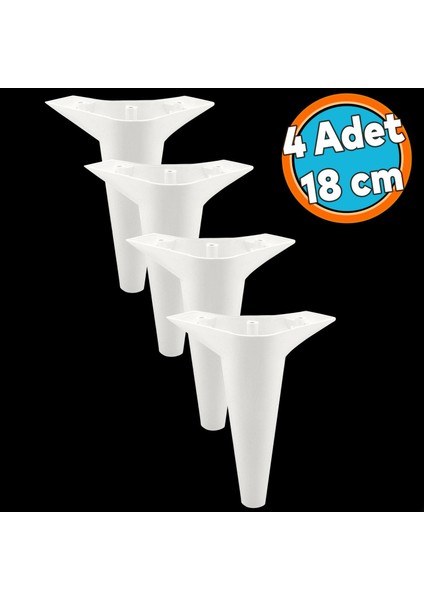 Mobilya Kanepe Sehpa Tv Ünitesi Koltuk Ayağı 18 cm Beyaz Baza Ayak 4 Adet