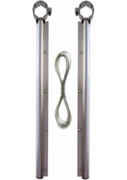 Küpeşte Balkon Çamaşır Kurutma Askılığı Yuvarlak Çamaşır Askısı Çamaşır Ipi Hediyeli 60 x 25 cm