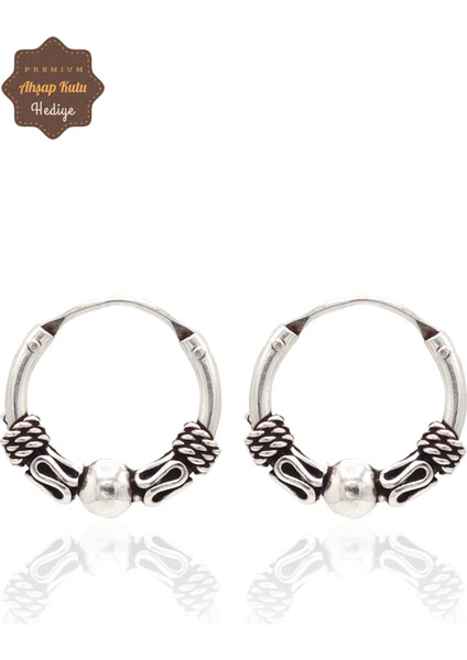 Top ve Yılan Işlemeli 925 Ayar Gümüş Erkek Küpe 201024035