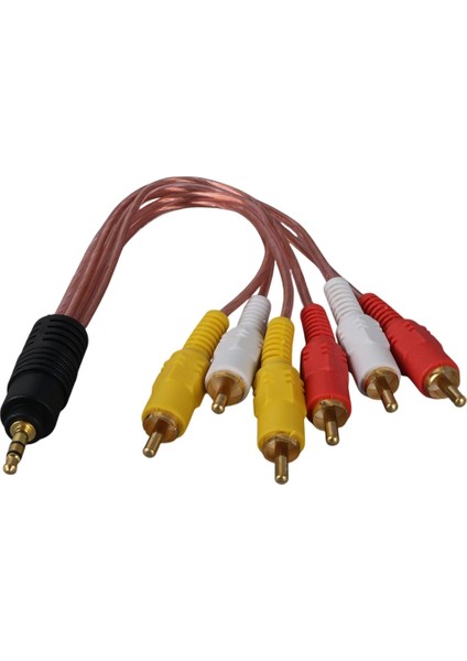 3.5mm Aux To 6 x Erkek Rca - 5 + 1 Ses Sistemi Kablosu - 3.5 mm Stereo Aux ve 6 Tos Erkek 5+1 Kablo