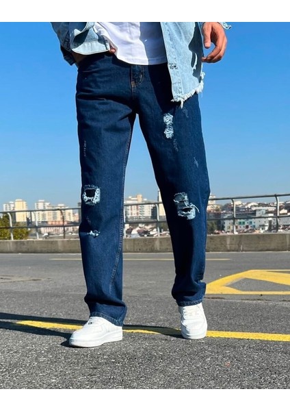 Yırtık Yamalı Baggy Jean