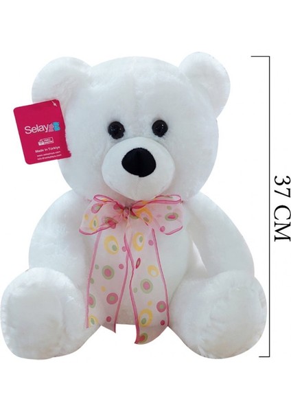 1178B Selay, Oturan Ayı 37 cm Beyaz