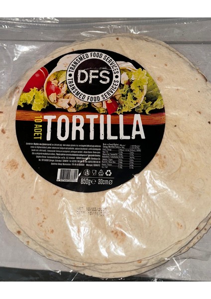 Dfs Tortilla Ekmeği 30 cm 10 Adet 850 gr