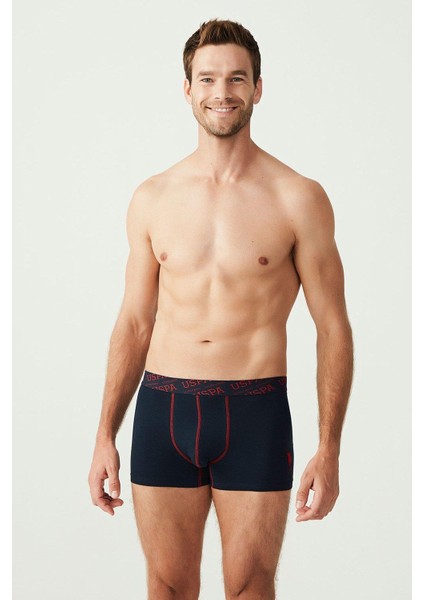 80336 Erkek Kırmızı Gri Melanj Lacivert 3'lü Boxer