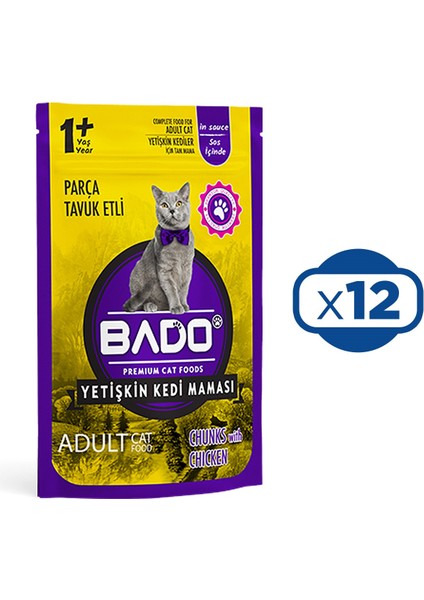 Yaş Kedi Maması Tavuk Etli 85 gr x 12 Adet