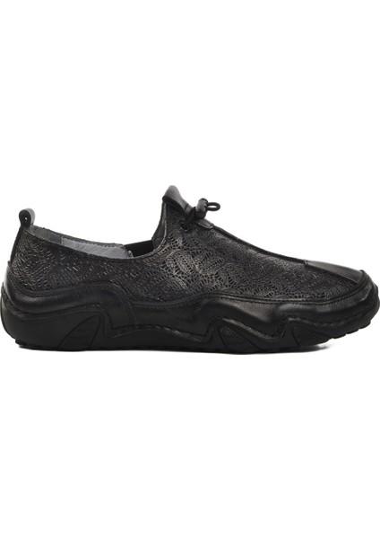 Siyah Deri Kadın Casual Ayakkabı