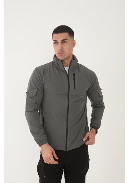 Outdoor Unisex Slim Fit Likralı Su Itici Çok Cepli Mevsimlik Taktik Spor Ceket
