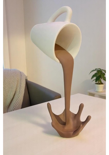 Dökülen Kahve Biblo Dekor ,28 x 10 cm , Sıra Dışı Tasarım ,masaüstü & Ofis Süsü,çokrenkli