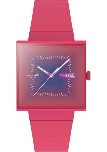 SO34R700 Swatch Squarely Berry Unisex Kol Saati