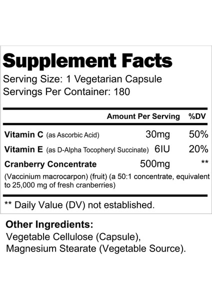 Cranberry 500 Mg 180 Kapsül fiyatları