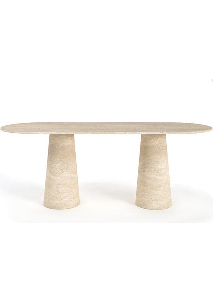 Evza Mermer Traverten Oval Masa 100*200*80 cm fiyatları