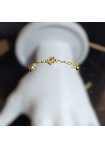 925 Ayar Gümüş Gold Yonca Bileklik fiyatları