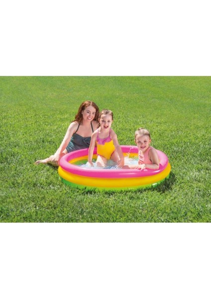 Intex 3 Boğumlu Sunset Çocuk Oyun Havuzu 114x25 Cm, Pompa Dahil, Pembe fiyatları