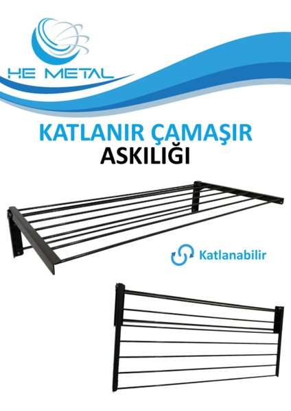 Duvara Monte Katlanabilir Çamaşır Askısı - 60X30 cm