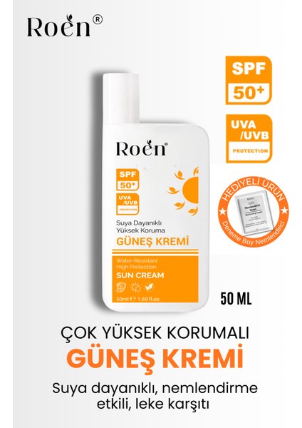 Yüksek Korumalı Güneş Kremi, Spf 50 Güneş Kremi, Nemlendirici Etkili, Suya Dayanıklı 50ML