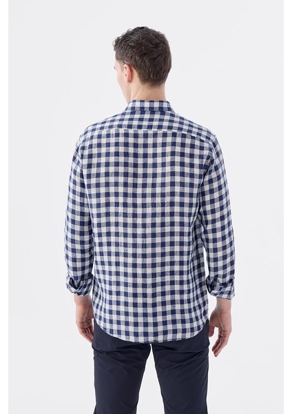 Lacivert Comfort Fit Normal Yaka Gömlek fırsatları