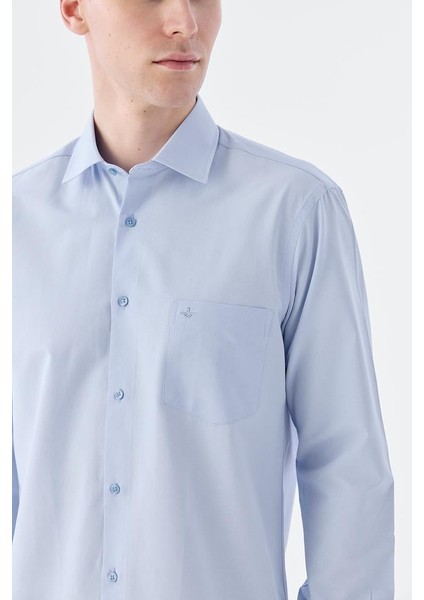 Mavi Klasik Fit İtalyan Yaka Uzun Kol Klasik Kravatlık Kolay Ütülenebilir Pamuklu Gömlek modelleri