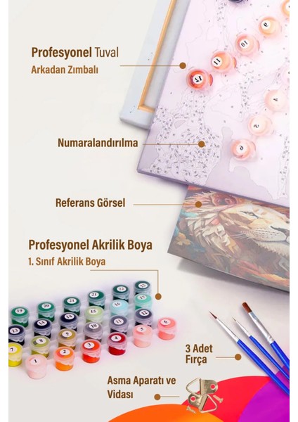 Sayılarla Boyama Tuval Seti Fırça Boya Dahil (Çıtalı) 40X50 cm - Tekne Dostum