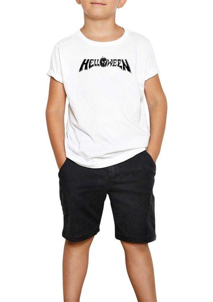 Helloween Logo Flat Beyaz Çocuk Tişört