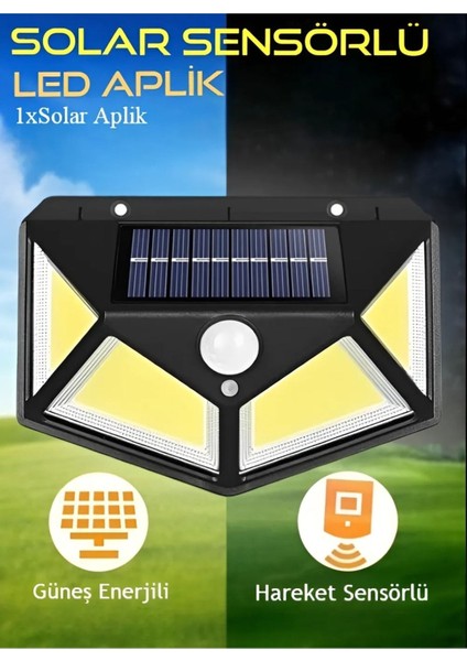 Harekete Sensörlü Solar Enerjili Işık Bahçe Işıklandırmak Için Lamba Dış Mekan Için Uygun Güneş Enerjili Aydınlatma Piknik Kamp Tatil Için Bahçe, Havuz Kenarı Aydınlatması BK-100B Cob