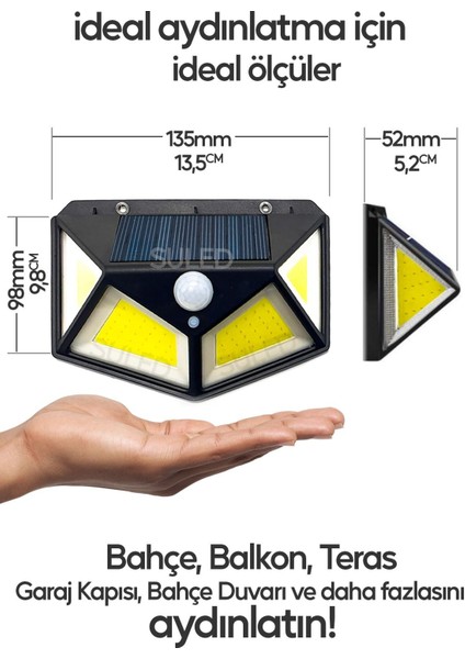 Harekete Sensörlü Solar Enerjili Işık Bahçe Işıklandırmak Için Lamba Dış Mekan Için Uygun Güneş Enerjili Aydınlatma Piknik Kamp Tatil Için Bahçe, Havuz Kenarı Aydınlatması BK-100B Cob