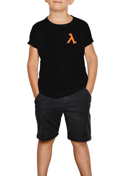Half Life Logo Pocket Kopya Siyah Çocuk Tişört