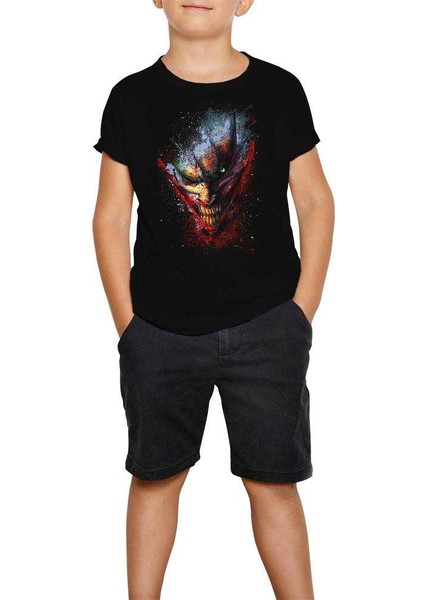 Joker Splash Siyah Çocuk Tişört