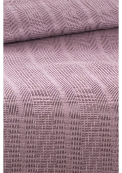 %100 Pamuk Çift Kişilik Kopanaki Dantelli Waffle Pike 210x230 cm-Lila