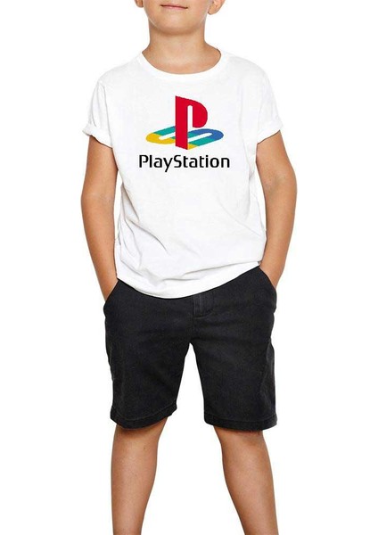 Playstation Logo Beyaz Çocuk Tişört