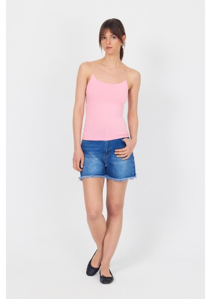 Pembe Ince Askılı Basic Atlet 848