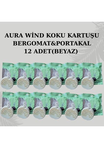 Aura Wind Koku Kartuşu Bergamot&portakal 12 Adet (Beyaz)