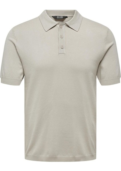 Erkek Regular Fit Polo Yaka Bej Triko T-Shirt - 22022219