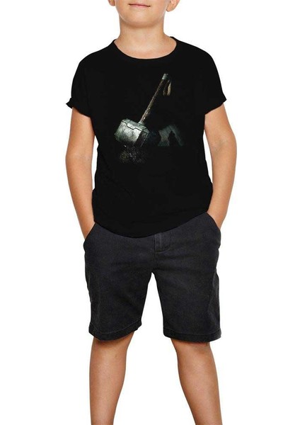 Thor Mjolnir Siyah Çocuk Tişört