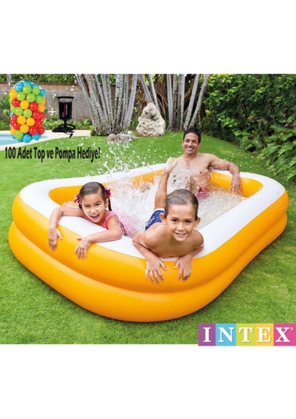 UltraNova Büyük Boy Mandalina Şişme Aile Havuzu Seti, 229x147x46 cm, Top ve Pompa dahil değildir