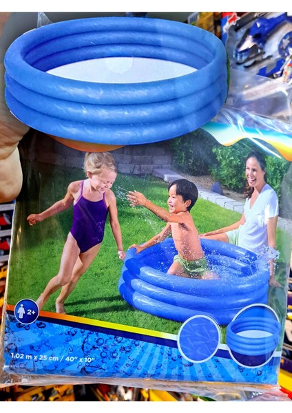 Çocuk şişme havuz yüzme havuzu 102cm x 25cm havuz ölçüsü paket 30x28 cm oyun havuzu