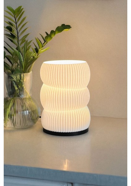 Bella Pinter Modern Tasarım Beyaz Abajur Masa Lambası