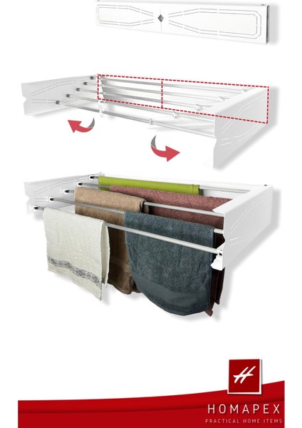 Pratik Çamaşır Kurutmalığı Dekoratif Askılık (75 cm - Beyaz)