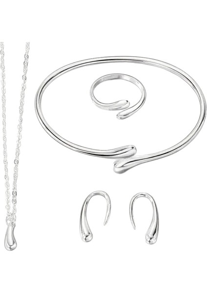 Altın Kaplama Gold 4 Lü Set Kolye Küpe Bileklik Yüzük