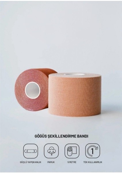 Göğüs Bandı Dikleştirici ve Şekillendirici Bant Ten Rengi 5 cm x 5 Metre