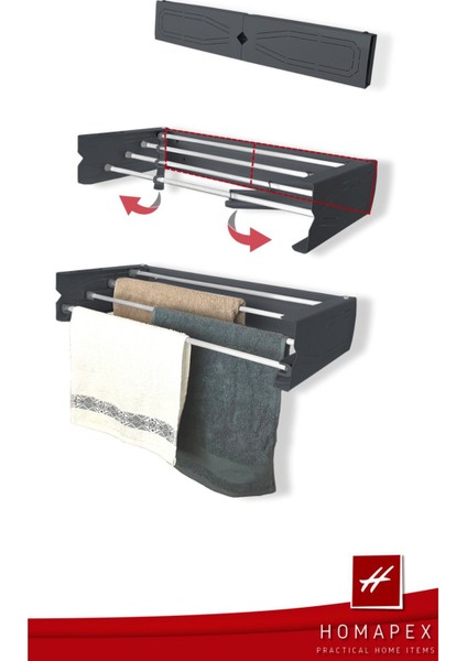Pratik Çamaşır Kurutmalığı Dekoratif (55 cm - Antrasit)