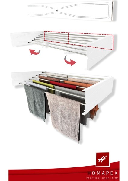 Pratik Çamaşır Kurutmalığı Dekoratif (120 cm - Beyaz)
