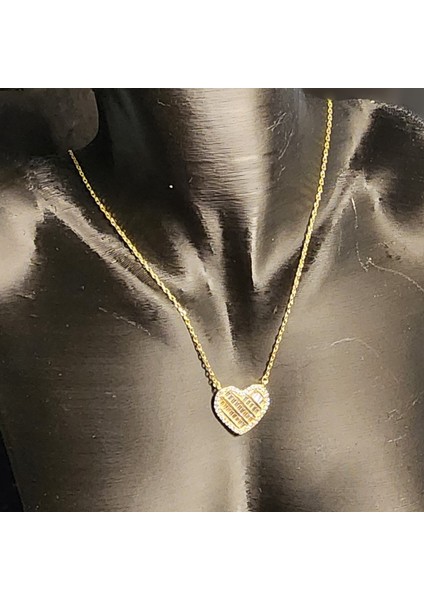 925 Ayar Gümüş Gold Kalp Kolye