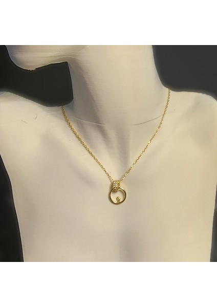 925 Ayar Gümüş Halka Gold Kolye - Katlı 20CM
