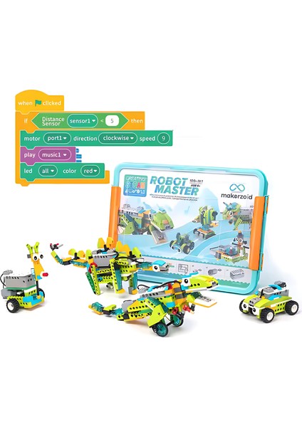 Makerzoid, Robot Master Premium, Robotik Kodlama Seti 600 Parça, 300 Farklı Robot